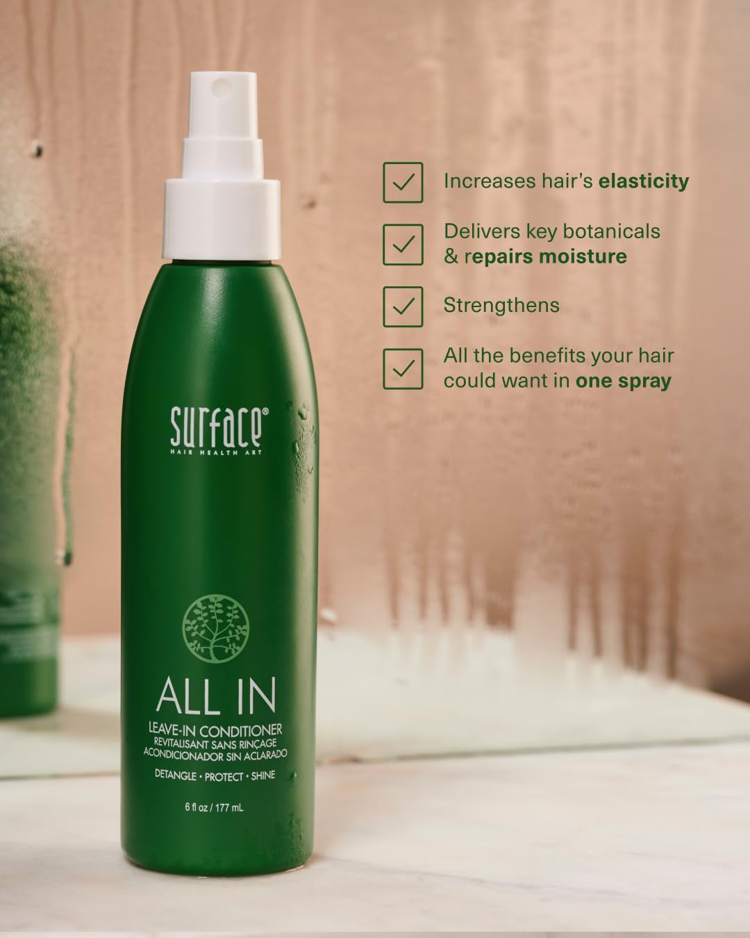 SURFACE Hair ALL IN Leave In Conditioner - Detangles, Controls Frizz & Strengthens for All Hair Types- 6 fl oz