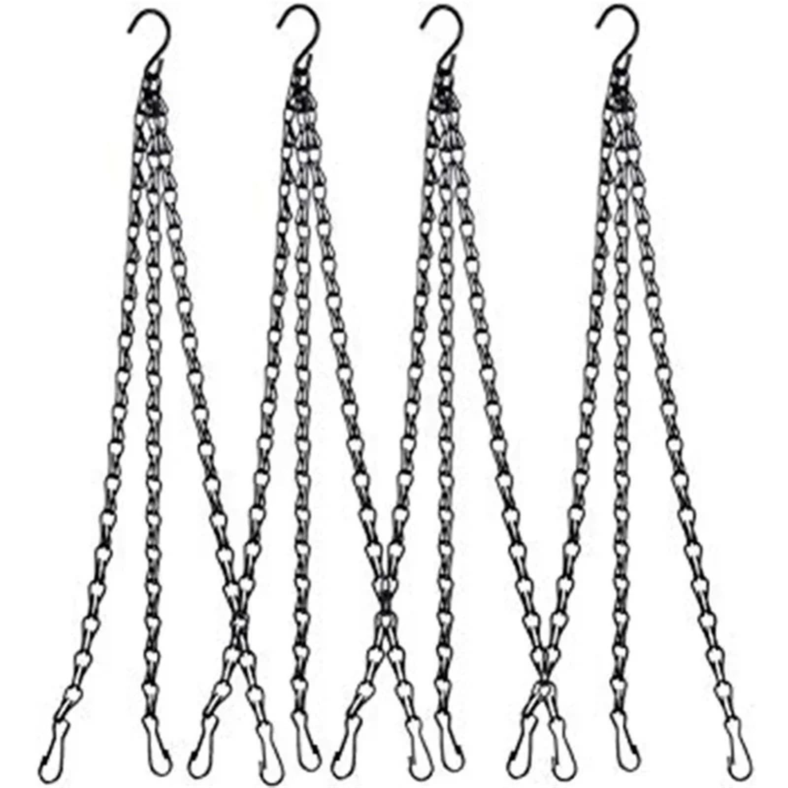 WUYXTO 2pcs 40cm Imitation Rattan Hanging Basket Flower Pot Chain 3 Hooks Plant Grow Basin Home Garden For plant