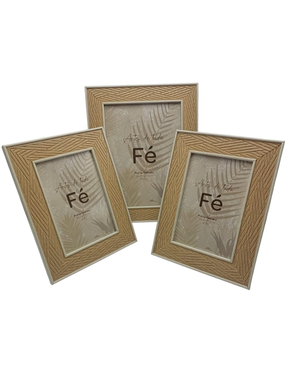 Conjunto de 3 Porta-Retratos Premium, 10x15cm, 10x15cm e 15x20cm, Moldura Texturizada em