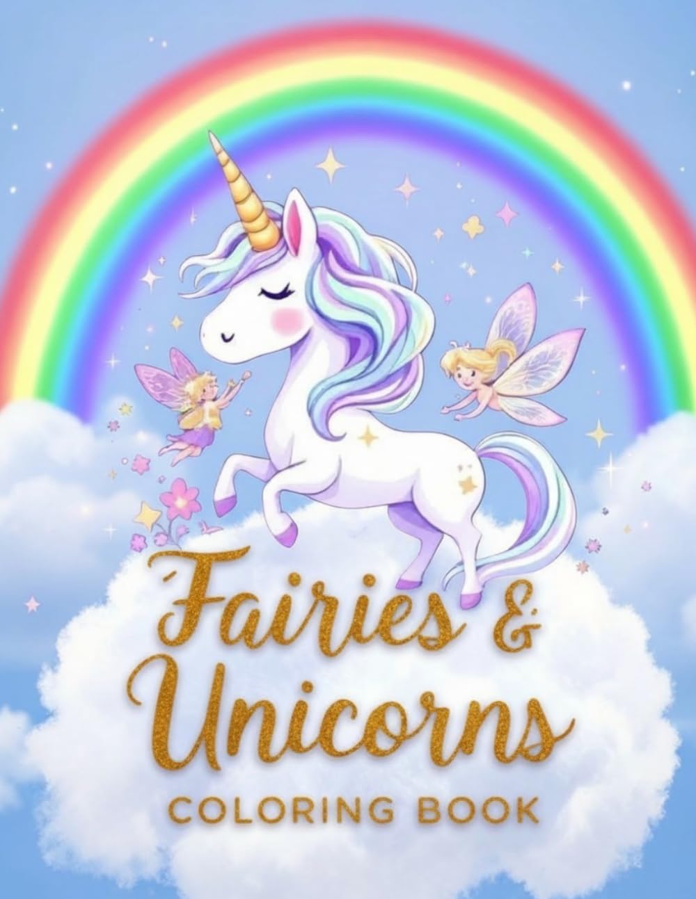 Magical Kawaii Fairies & Unicorns Coloring Book for Kids: A Whimsical Journey Through Dreamy Landscapes and Sweet Fantasy Worlds