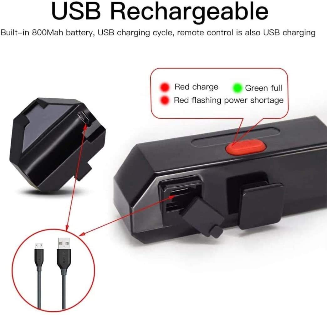 Luci posteriori USB per bicicletta, Luce posteriore for bicicletta for qualsiasi strada, luce di avvertimento dello sterzo con telecomando intelligente, luce for attrezzatura da guida notturna