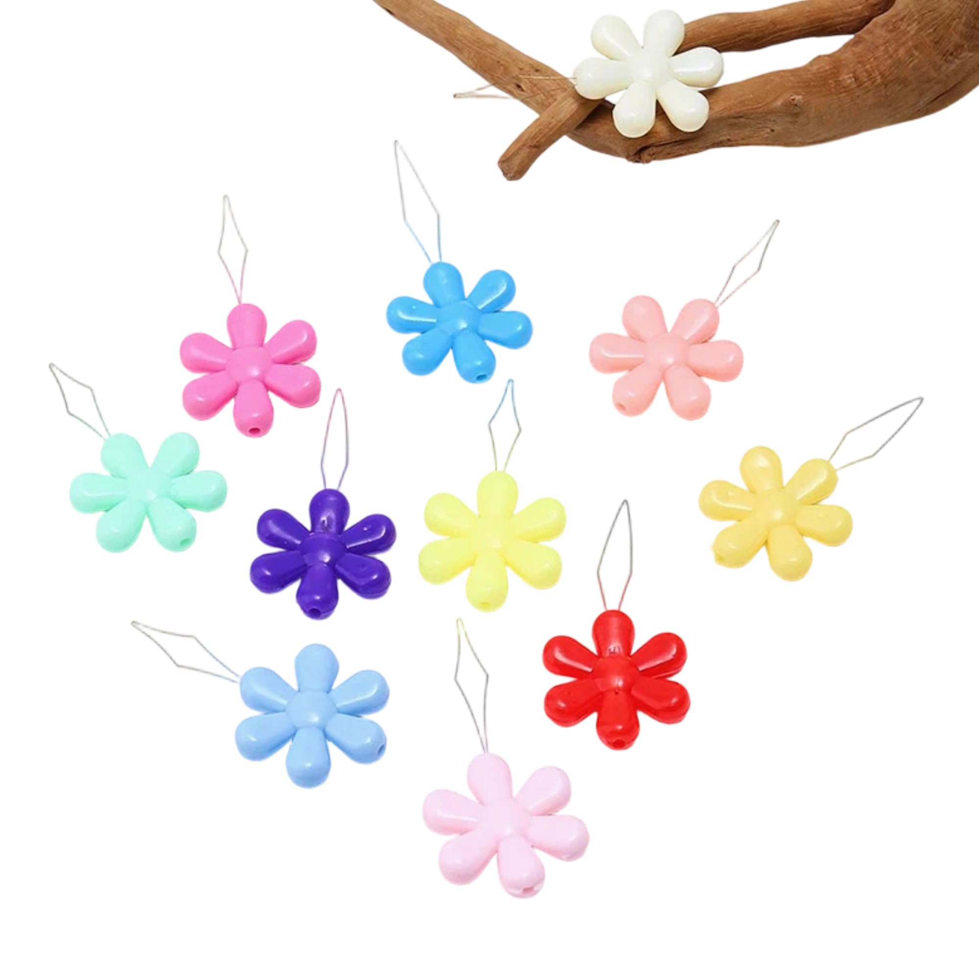 40 Pieces Multicolor Flower Needle Threaders, Plastic and Steel Threading Tools for Hand Sewing, Embroidery, Cross Stitch, and Craft Projects