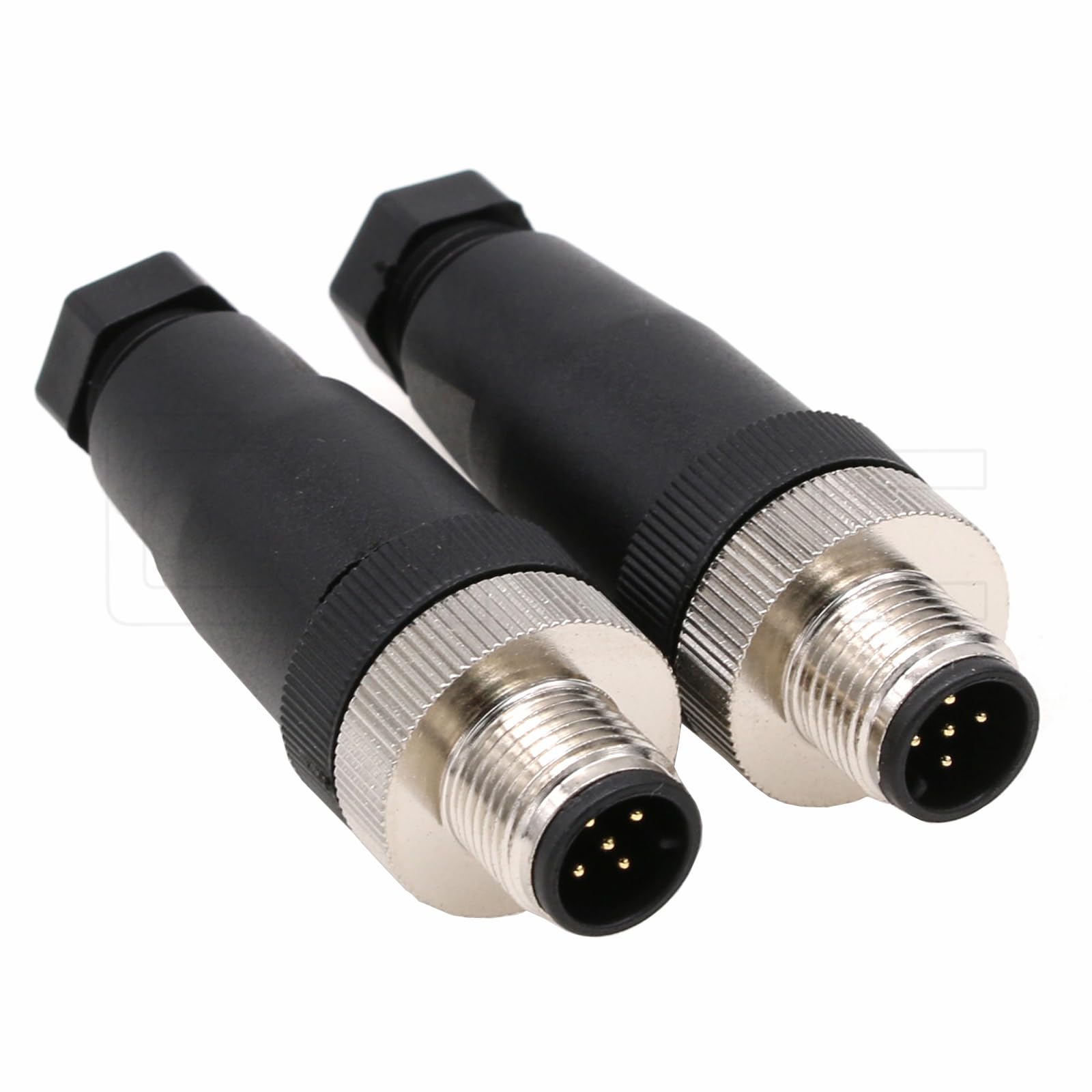 M12 5-pinowe złącze czujnika przemysłowego, męski na kod A, okrągłe złącze lotnicze, wodoodporne, proste 12 mm, 2 szt. adapter kabla wtykowego