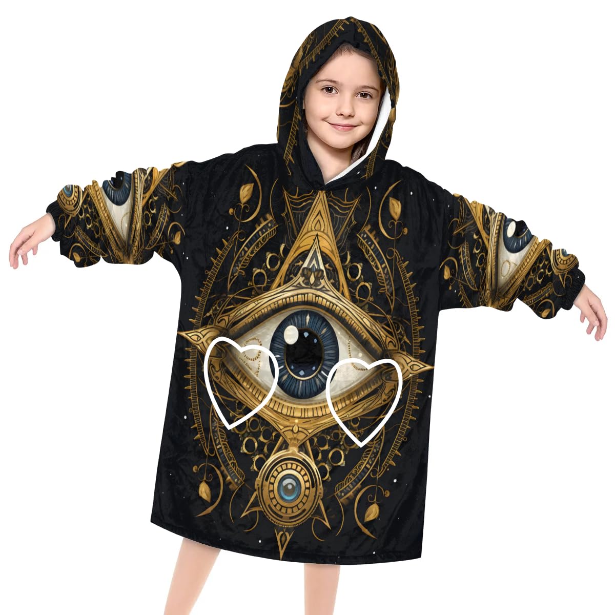 Wearable Blanket Hoodie for Kids, Colorful Aztec Fleece Sweatshirt Blanket Oversized Blanket Sweatshirt with Pocket Flannel Warm Hooded Blanket 6-10 Year Old Girl Boy Gift, One Size