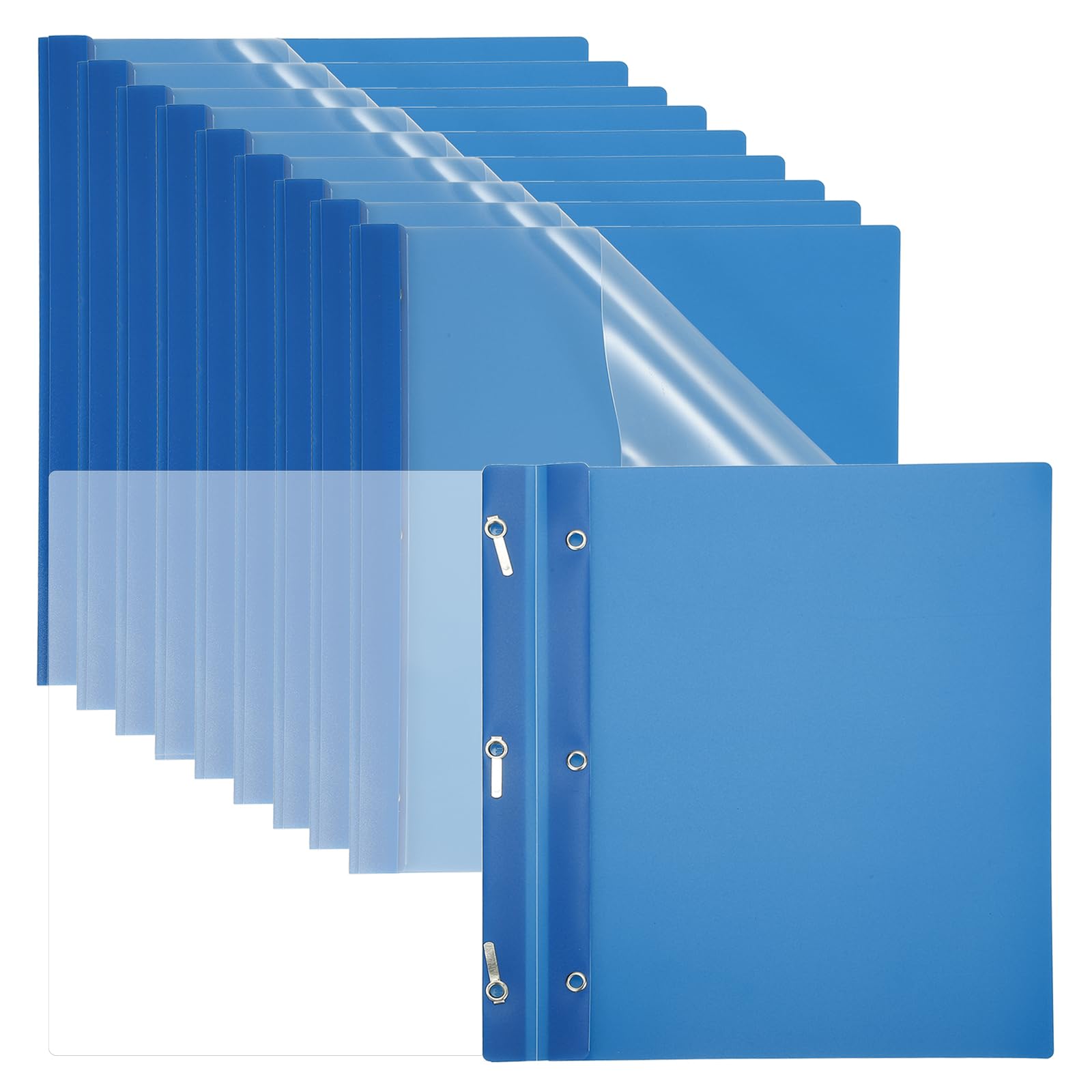 PATIKIL Plastic Report Covers with Prong, 10 Pcs 80 Sheet Clear Front Presentation Binders with 3 Metal Prong Fasteners Report Folder for Resume Documents Files Letter, Blue