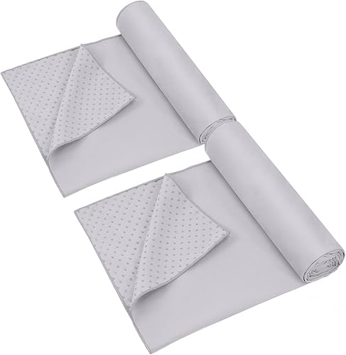Peryiter Paquete de 2 toallas de yoga caliente de 72 x 24 pulgadas con punto de agarre, toallas de fibra adhesiva antideslizantes para yoga