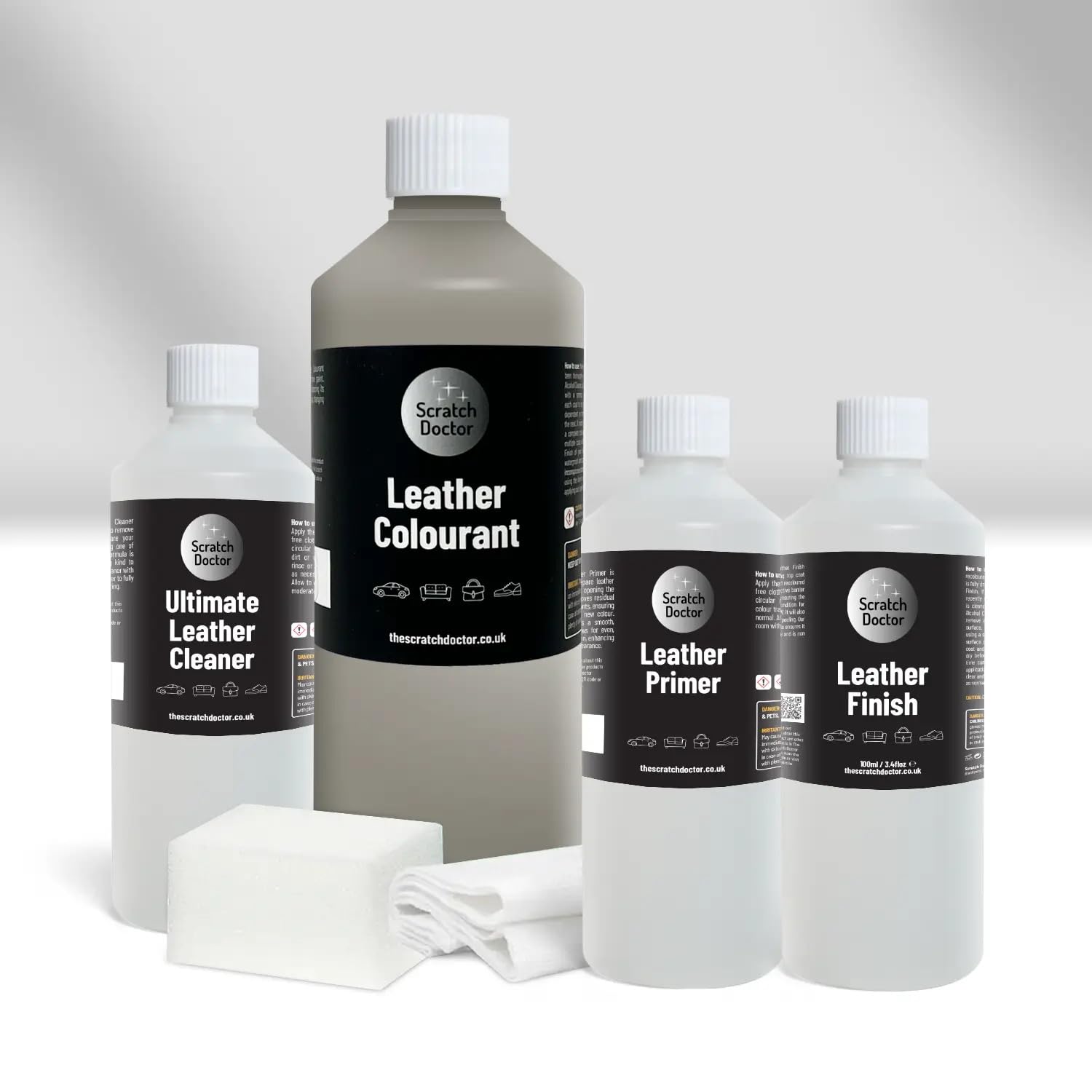 The Scratch Doctor Leather Recolouring Kit for Furniture & Car Seats | Clean, Dye & Protect | Includes Cleaner, Primer, Dye & Sealant (Dark Grey, 1000ml) — view 14