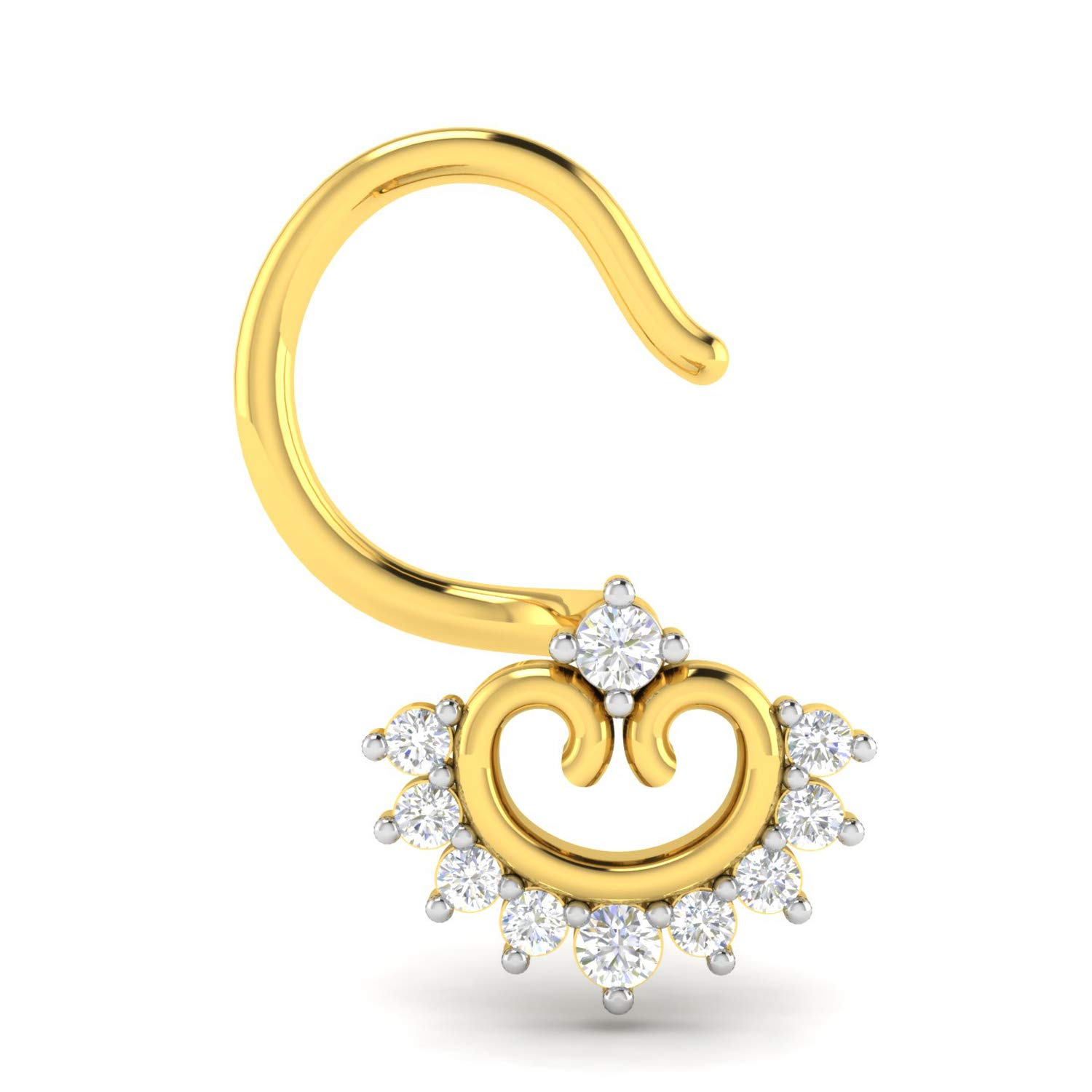 18KT Yellow Gold and Diamond Nose Ring for Women