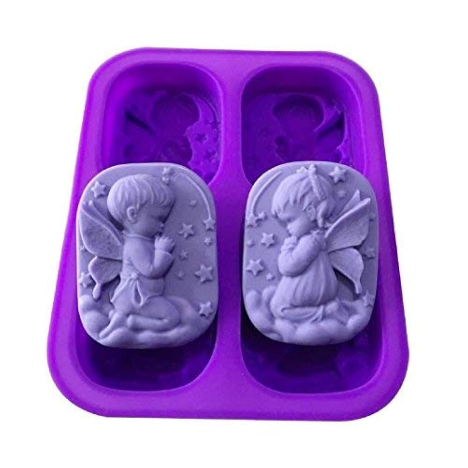 4 Holes Soap Molds, Pray Angel Craft Art Silicone Soap Mold, Craft Candle Molds DIY Handmade Soap Moulds - Soap Making Supplies