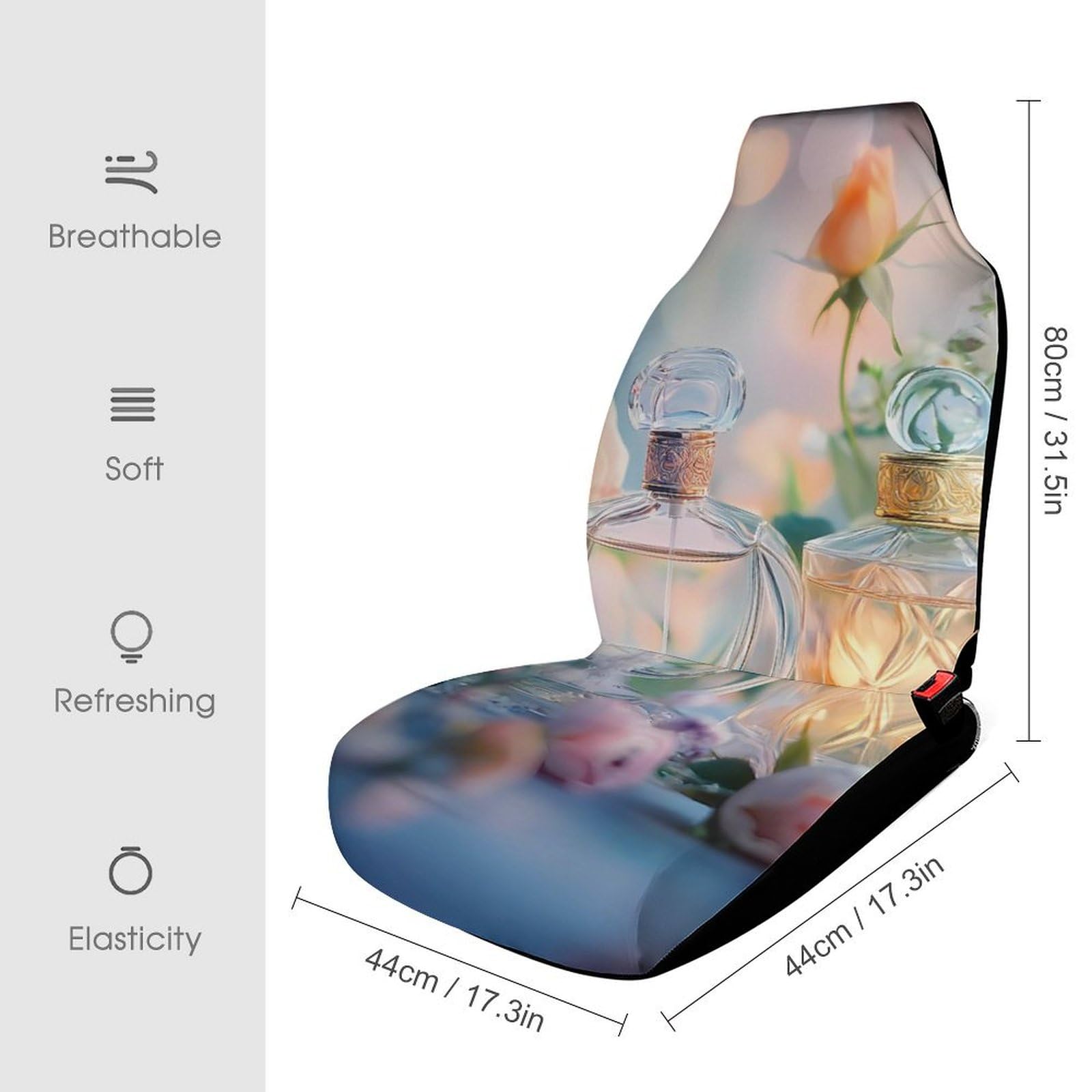 Perfume Rose Floral Car Seat Covers Universal Car Front Seats Protector Auto Interior Accessories 2PCS