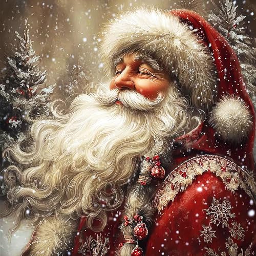 igoodom Santa Claus Diamond Art Kits for Adults Christmas Diamond Painting Kit Full Drill Round Diamond Art Kits DIY Gem Art and Crafts for Home Wall Decor Gift 14x14inch