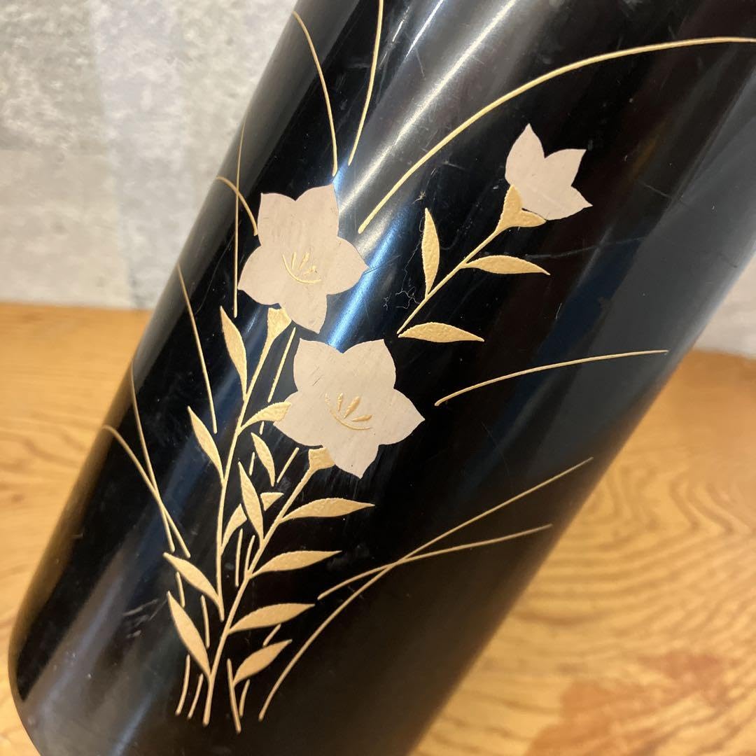 Amazon.co.jp: 昭和レトロ 会津塗り 漆塗り 漆器 花柄 花瓶 3点セット