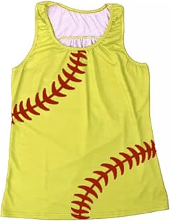 YuzRong Womens Summer Tops Women's Top Baseball Print Sleeveless Off Shoulder Round Neck Pullover Vest Elastic Comfortable Fabric Suitable for Work Office Daily Wear