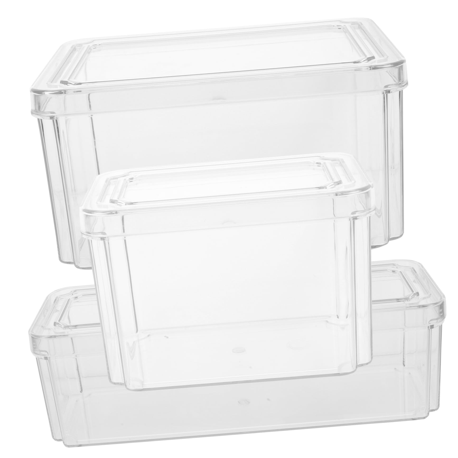 3 Cajas Organizadoras Transparentes para Nevera, Pet, Gran Capacidad, Tapa, para Sobras y Queso Rallado, 3 Piezas
