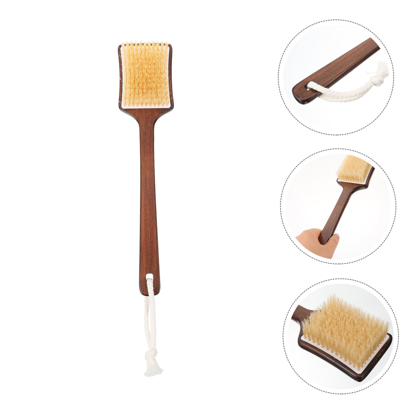 Beaupretty 5piezas Cepillo Mango y Cerdas De Cerdo Para Exfoliación y Masaje Para Ducha y Espalda Seco y Húmedo