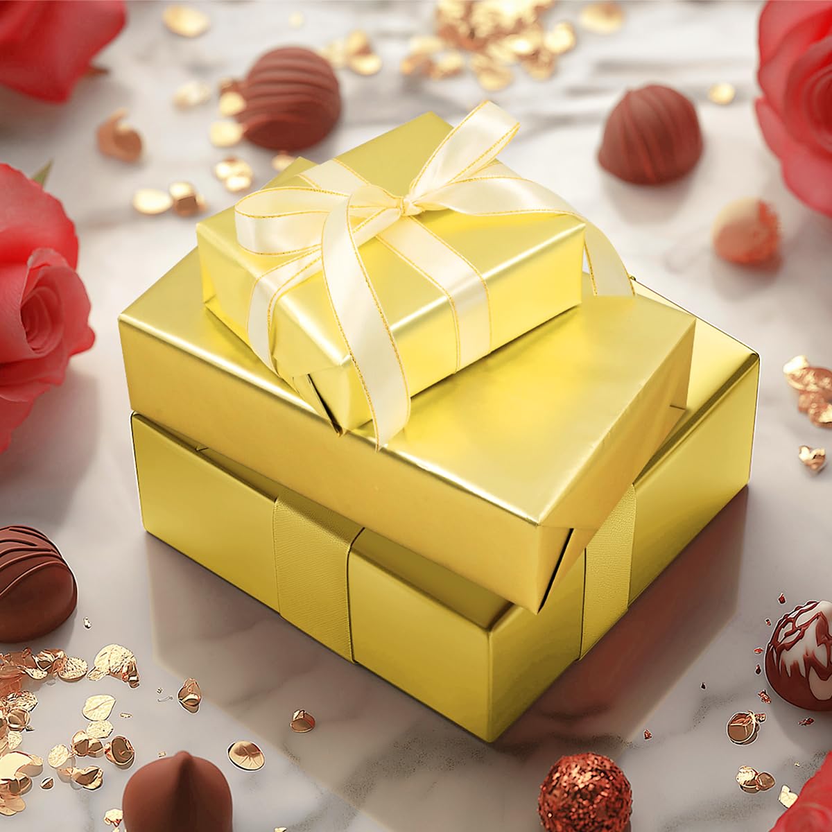 Rollo de papel de regalo dorado mate 43 cm x 12 m para cumpleaños bodas fiestas