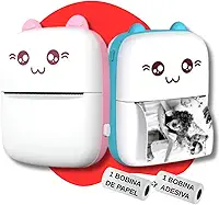 Mini Impressora Térmica Portátil Etiqueta Sem Fio C/1 Papel Adesivo Infantil e 1 Papel Padrão Ideal Para Imprimir Fotos, Memórias, Lembranças Premium (Rosa)