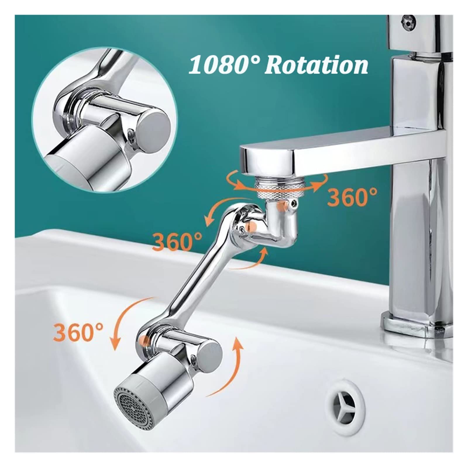 Aireador de grifo giratorio 1080 °, lavabo for baño, filtro salpicaduras, cocina, extensible, boquilla burbujeo for ahorro agua Bien Hecho(Style 5 Two Gears)