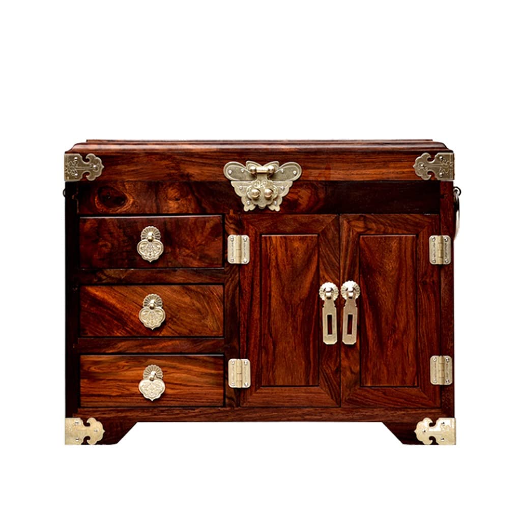 Lshtshf-ou Jewelry Box Mahogany Wooden Dressing Treasure Earring Storage Organizer(C)