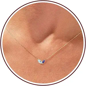 Birthstone Necklace for Women Dainty Gold Necklace with 2 Birthstone Christmas Stocking Stuffers Teen Girl Gifts Trendy Stuff Birthday Gift Moms 2025 Graduation Gift Adjustable Anniversary Jewelry for Daughter Girlfriend Friend
