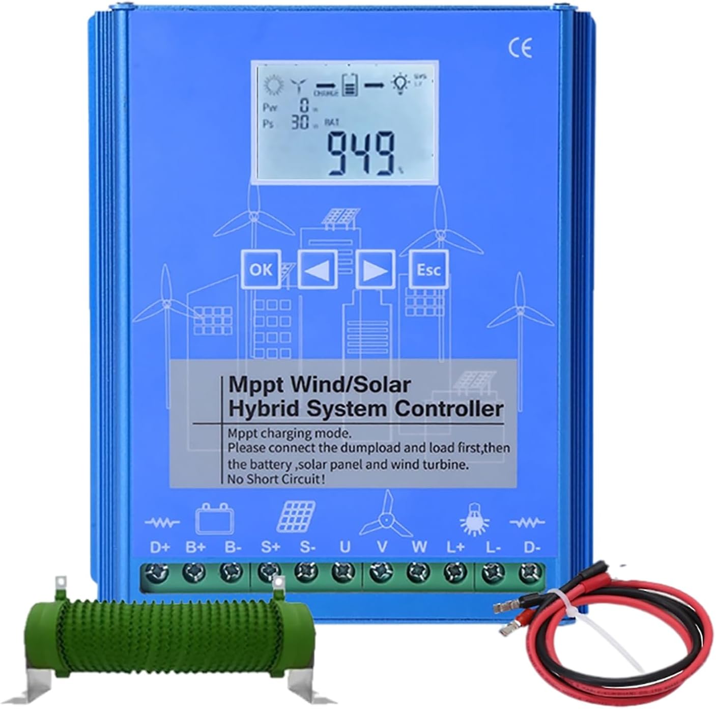 2000 W Wind Solar Hybrid MPPT Boost laadregelaar 1000 W zonnepaneel