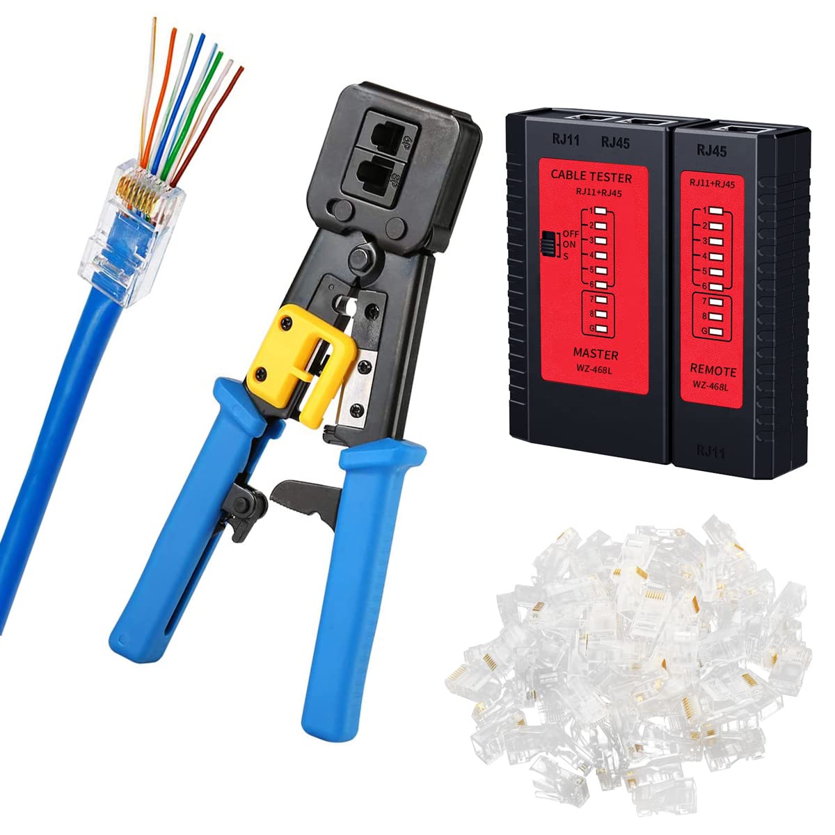 See full amazon price history chart for GITRU Combo RJ45 Crimp Tool Kit Pass Through, Cat5 Cat5e CAT6 Crimping Tool with RJ45 Cat5 Cat6 Connectors, Cable Tester, Network Wire Stripper 50 Pcs Pass Through Connectors GITRU Combo RJ45 Crimp Tool Kit Pass Through, Cat5 Cat5e CAT6 Crimping Tool with RJ45 Cat5 Cat6 Connectors, Cable Tester, Network Wire Stripper 50 Pcs Pass Through Connectors (B0BDR894YN) Amazon Price History, Amazon Price Tracker