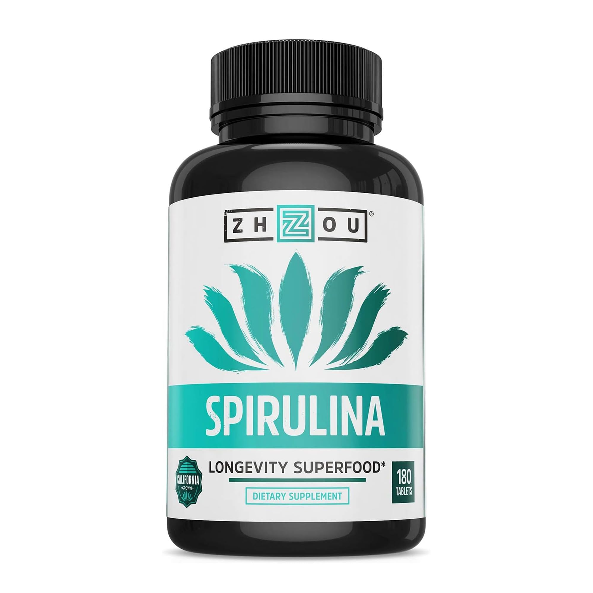 Zhou Spirinula Tablets - Spirinula Pills, Greens Superfood Supplement with Chlorophyll & Blue Spirulina Powder Cognitive & Immune Support, Pure Premium Formula - 180 Tablets