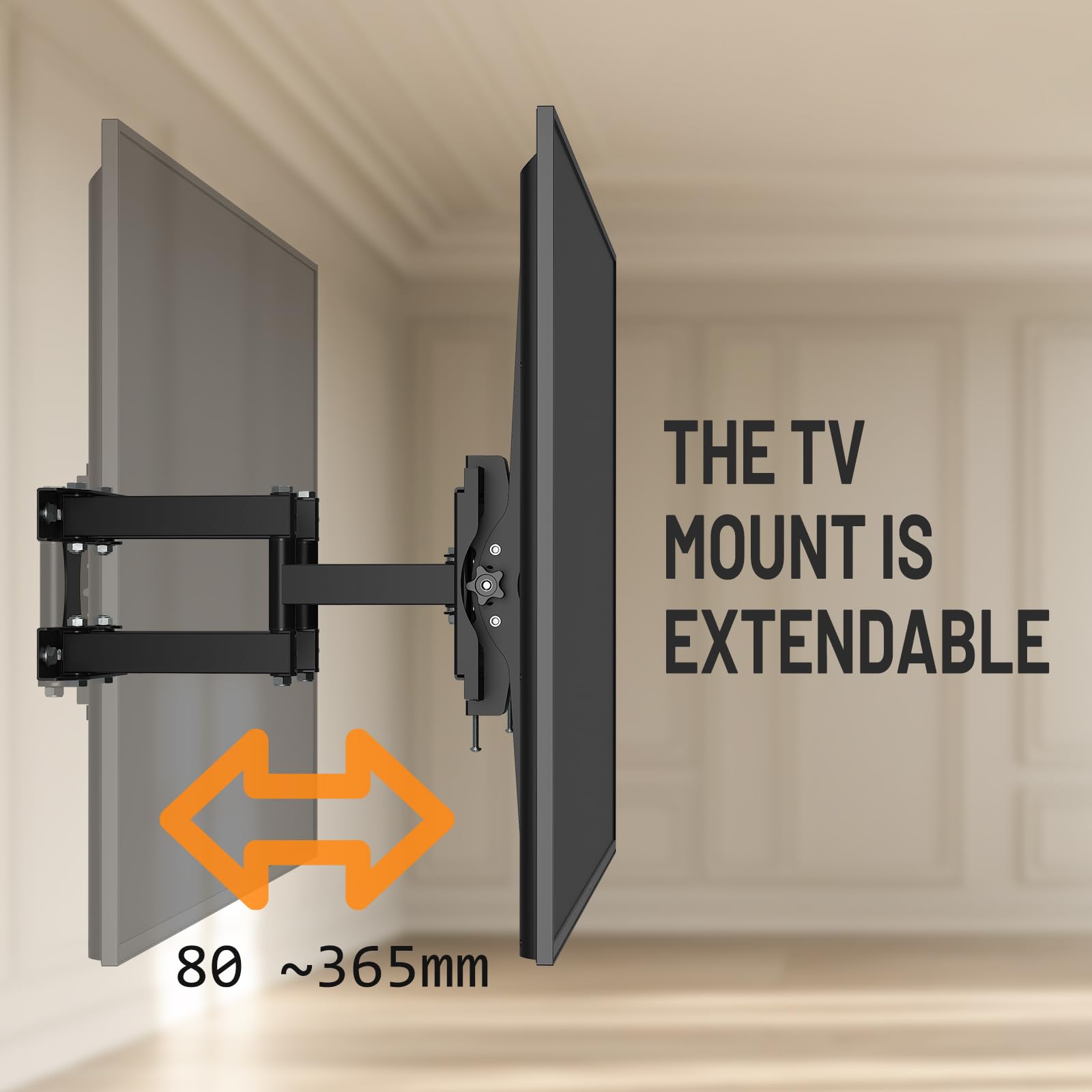 Muchen TV Wall Mount Swivelling Tilting TV Mount for 26-55 Inch Flat & Curved TV Monitor up to 30 kg Max. VESA 400 x 400 mm TV Mount - Image 3