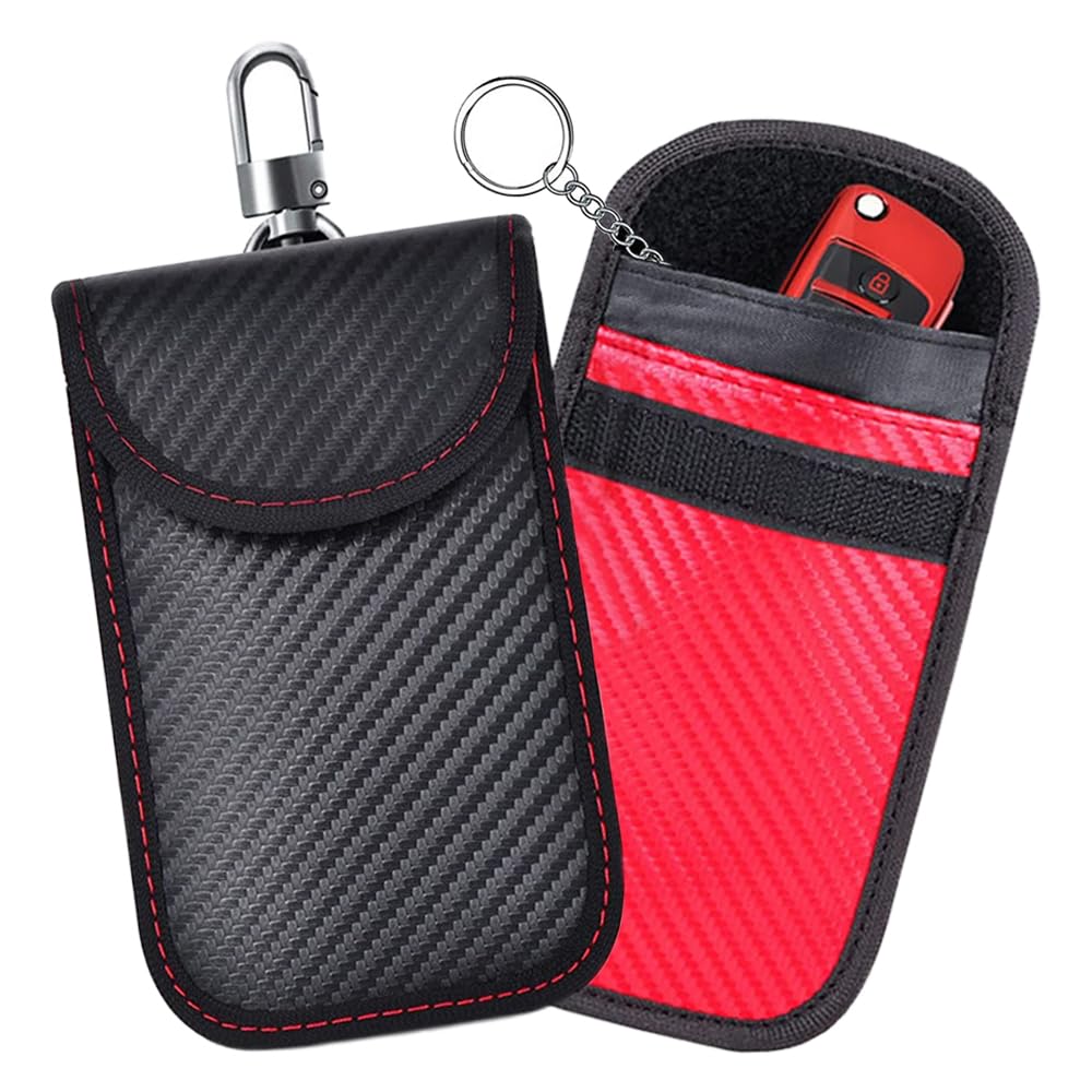 Custodia Portachiavi Faraday Con Blocco Segnale (2 Pezzi) – Protezione RFID Per Chiavi Auto, Carte Di Credito E AirTag, In Fibra Di Carbonio