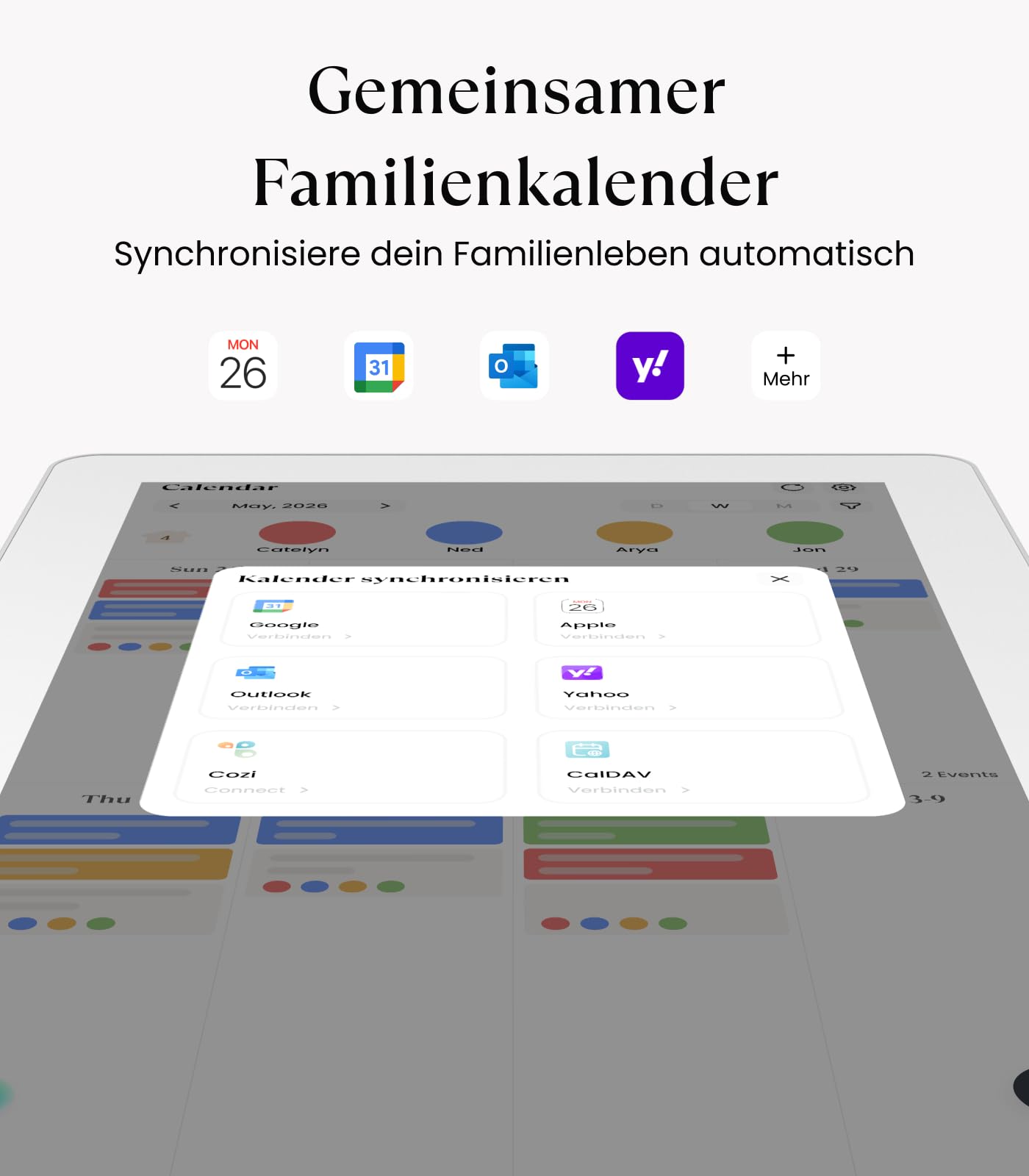 Cozyla Calendar Plus 2, 15,6 Zoll Digitaler Kalender – Kein Abo, Digitaler Familienplaner mit Touchscreen, Echtzeit Kalender-Sync, Aufgaben- & Belohnungssystem, Essensplaner, mit Tischständer