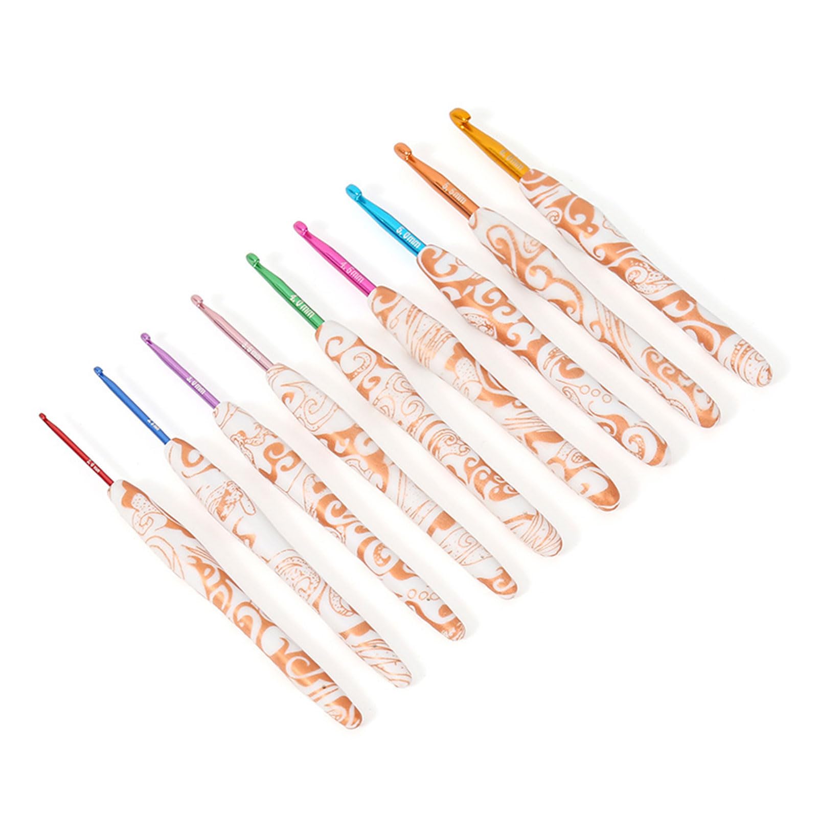 Kalttoy 9Pcs Professional Ergonomic Handle Crochet Hook 2mm-6mm Ergonomic Crochet Hook Set Needle for Beginner Knitting Supplies
