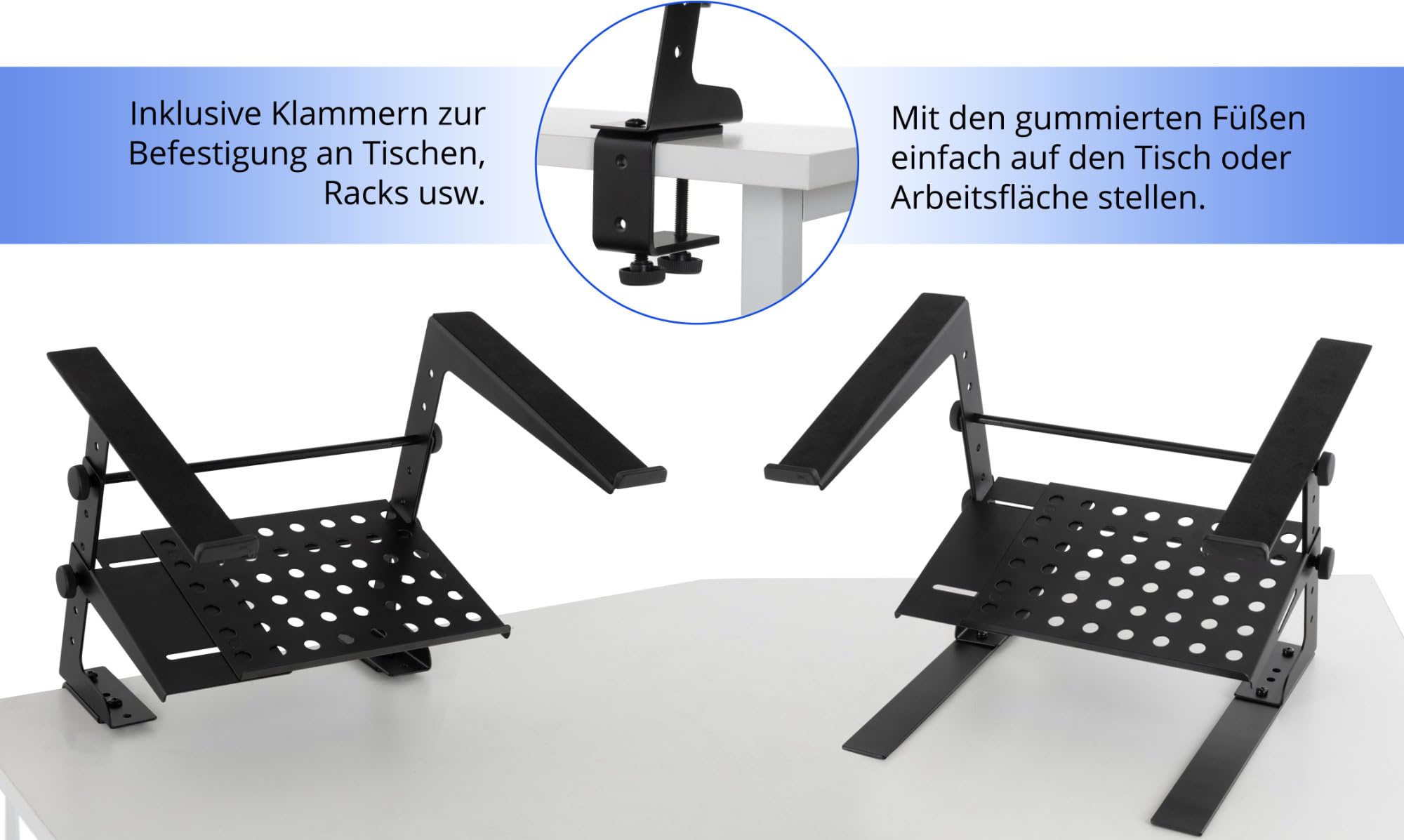 Pronomic ‎00032124 LS-210 Deluxe Stojak na Laptop, Czarny, od 16, 5 do 25, 5 cm