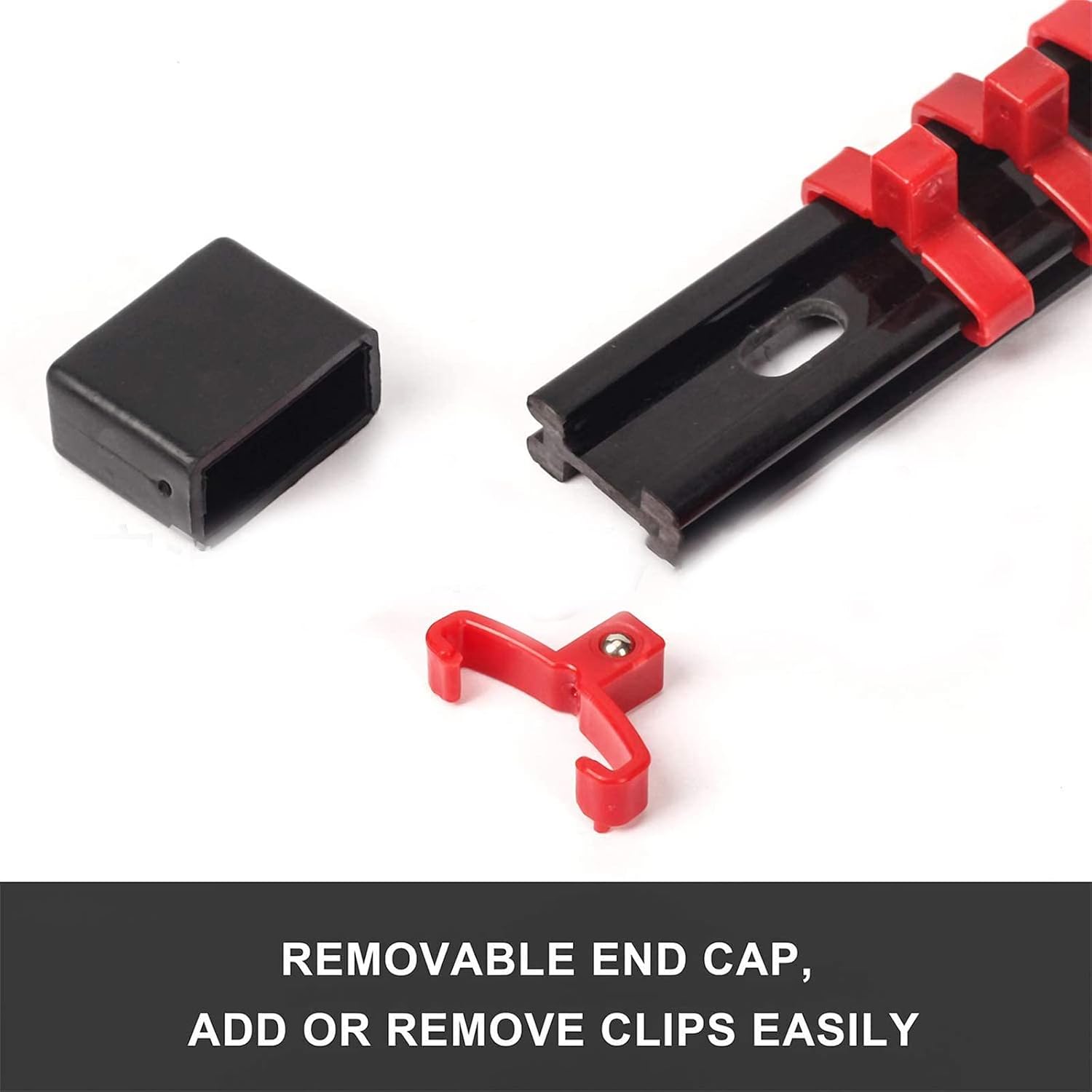Socket Holder, 6Pcs ABS Socket Wrenchs Holder Adjustable Finisher 1/4 3/8 Storage Mountable Sliding Stand Sleeve Holder Rack