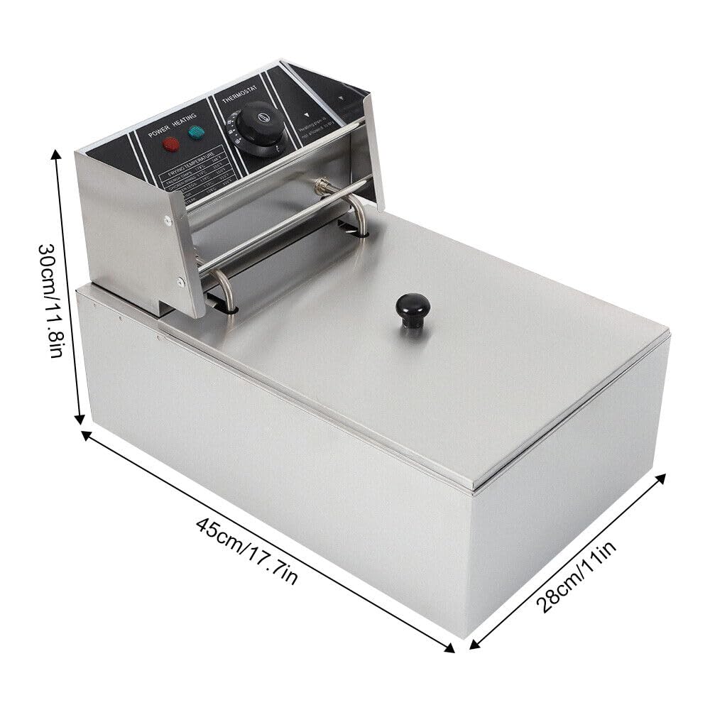 Frytkownica 2500 W, frytkownica z tłuszczem, 6 l, zakres temperatury 60~200°C, z płytą żużlową