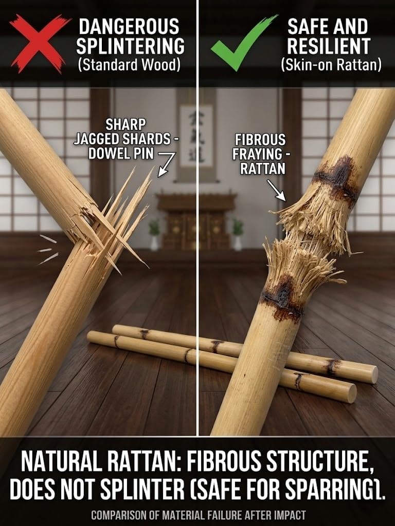 HUEY Kali Escrima Rattan Training Sticks, 28 Inch, 7/8" to 1" Natural Diameter Variance, Pair, for Arnis and Filipino Martial Arts (Natural Skin-on)
