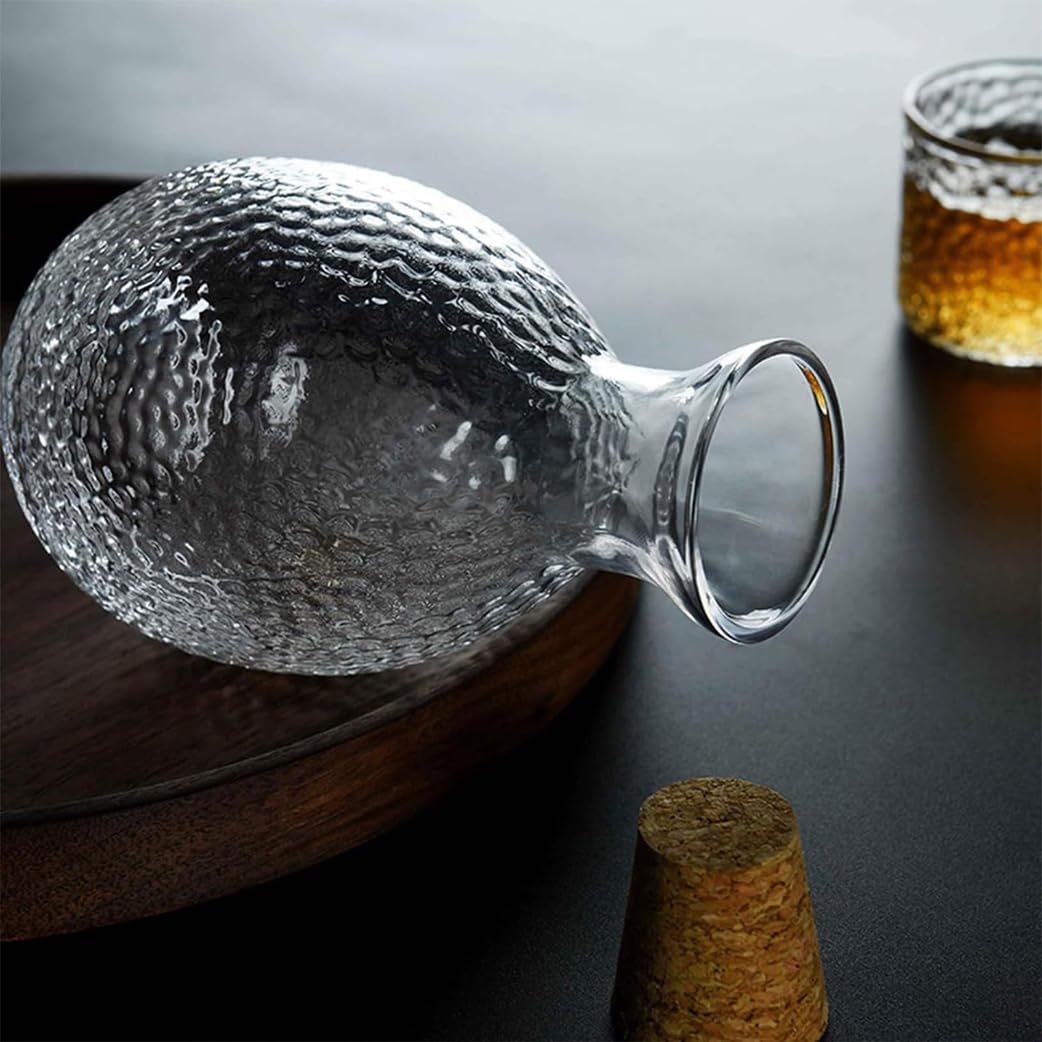 Crystal Glass Giapponese Set con Vassoio, Vino in Vetro Tazza di Sake Sake, Decanter Whisky Trasparente Set per Feste Domestiche E Grandi Regali, 4 Tazze di Sacca B