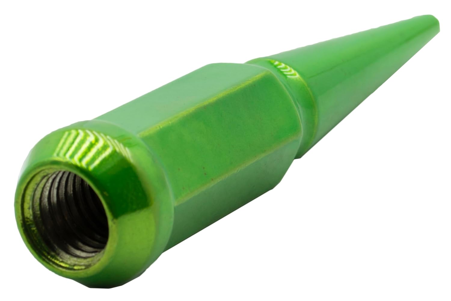 24 Pc M14x1.5 Lime Green Spike Lug Nuts 4.5" Tall Solid 1 Piece Spiked + Key | Compatible with Toyota Tundra Sequoia Land Cruiser 2007-2024 All Models