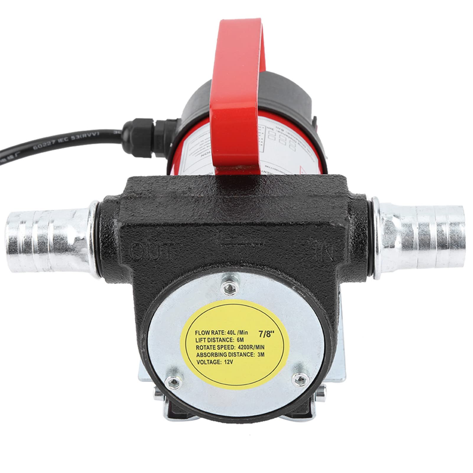 Pompa Travaso Gasolio 12V DC, Pompa Elettrica per Cherosene | 40 L/Min Ghisa Resistente All’usura, Compatta Ma Potente, Autoadescante, IP55, Compatibile con Pistola Carburante, for