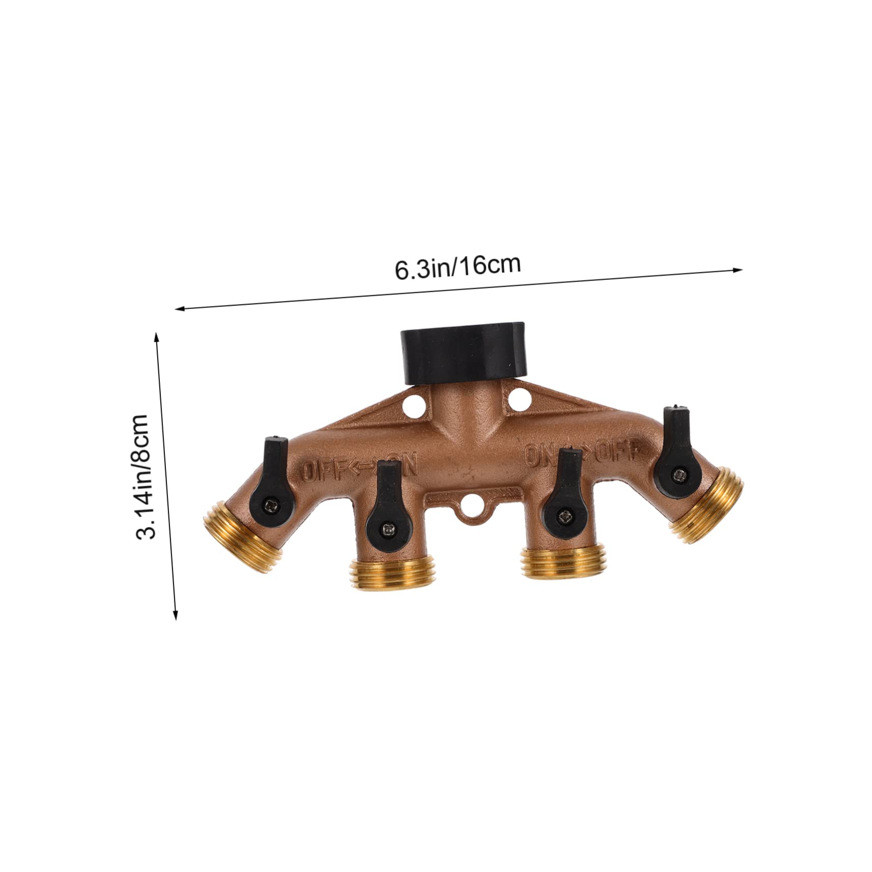 Sdoppiatore per Rubinetto in Ottone A 4 Vie Valvole di Intercettazione per Controllare Flusso Adattatore per Tubo da Giardino Connettore Facile da Ruotare
