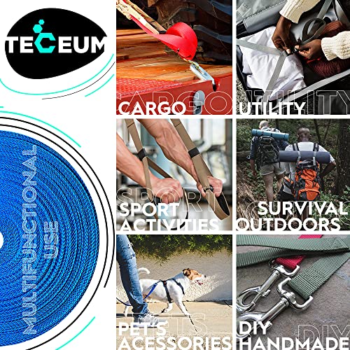 Image of TECEUM 3 /4 inch & 5 /8 inch & 1 inch & 1.5 inch & 2 inch Webbing - 10 25 50 Yards - 40+ Colors - Heavy Duty 1 Inch 1.5 Inch 2 Inch Backpack Straps - Webbing for Outdoors Indoors Crafting DIY