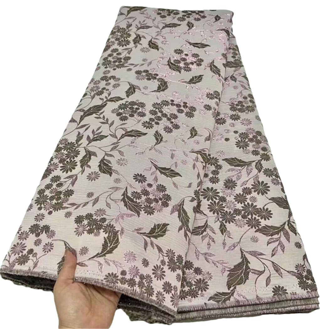 Tissu Jacquard Brocart Africain Pour Femme Tissu Damassé Floral Nigérian Dorure Dentelle Brocart Tissu 5Yard Pour Robe De Soirée