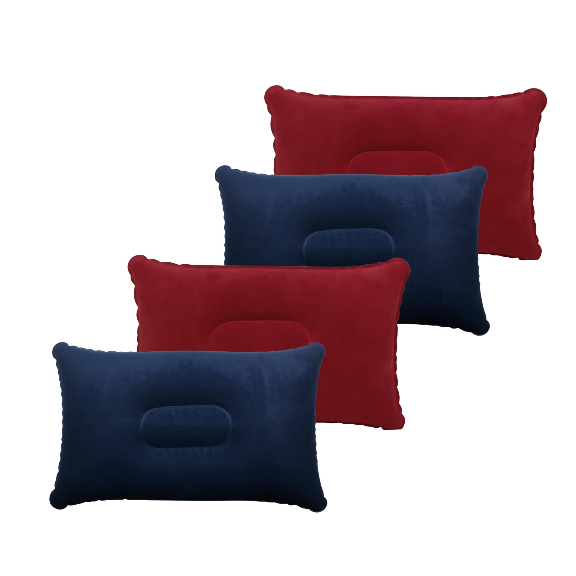 TRIXES Inflatable Pillows 4PC, Navy & Burgundy – Ideal for Camping, Travel, Festivals & Fishing – Blow up Pillow, Lightweight Water-Resistant Pillows