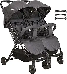 Carrinho para Gemeos Compacto Passeio Kiddo Road Melange Preto