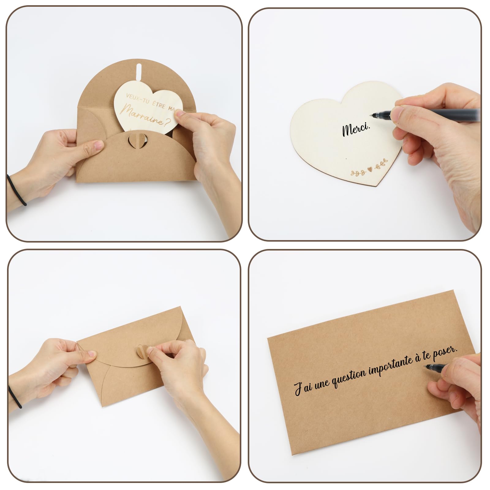 Carte de Demande en Bois pour Marraine, Bracelet avec Lettres, Idées Cadeaux