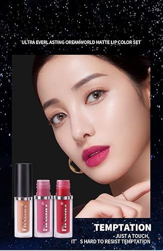 Miniatura 2 de Juego de 5 lápices labiales líquidos mate, aterciopelados de alta pigmentación, impermeable, ultra duradero, kit de esmalte labial para niñas y