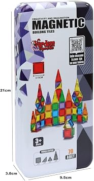 Solira Store - 70 Parça Mini Manyetik Blok Seti 3.75 cm Güçlü Mıknatıslı Renkli 3D Yapı Oyuncak STEM Eğitici Zeka Geliştirici