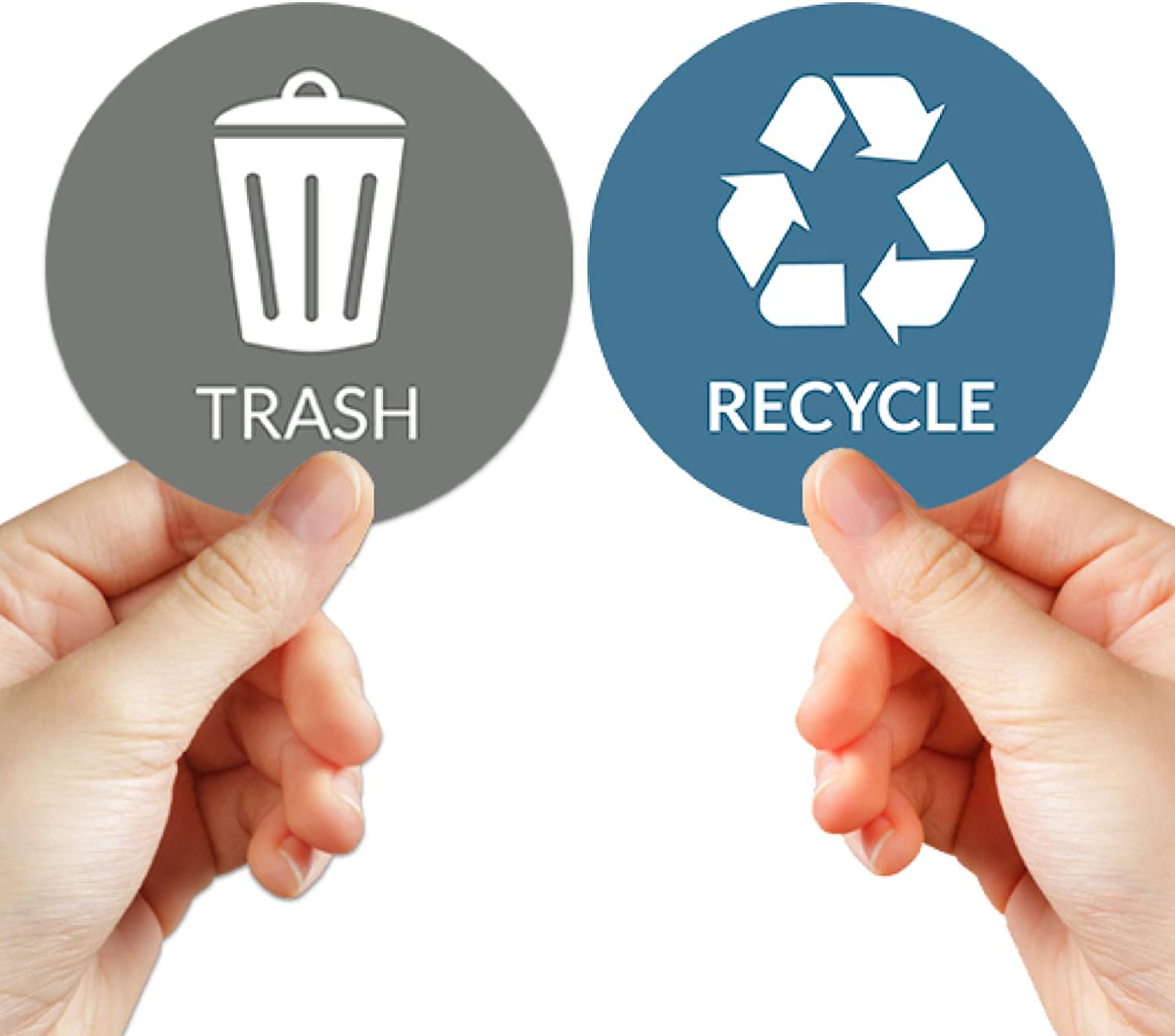 VBAP CORP Recycle Trash Bin Sticker - (Pack of 4) 3" Round Logo Sign Decal Labels Self-Adhesive Vinyl Laminated. Waterproof Indoor and Outdoor