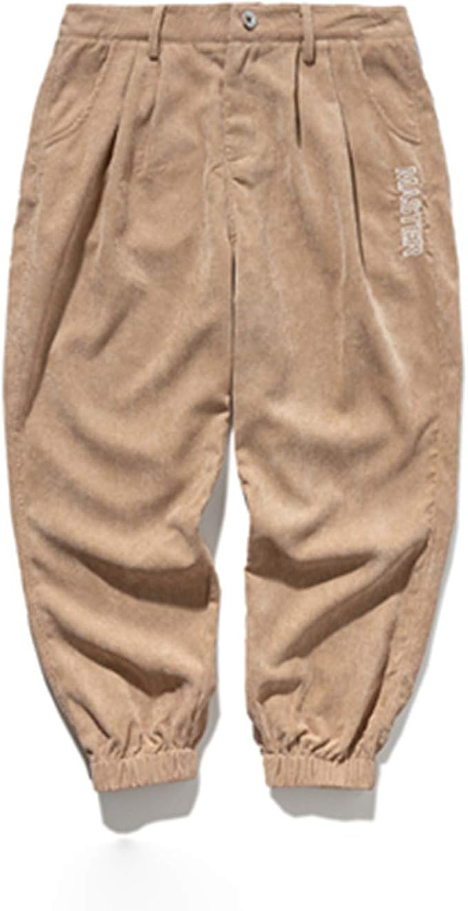 USTZFTBCL Men Casual Corduroy Jogger Pants Men Loose Fit Corduroy