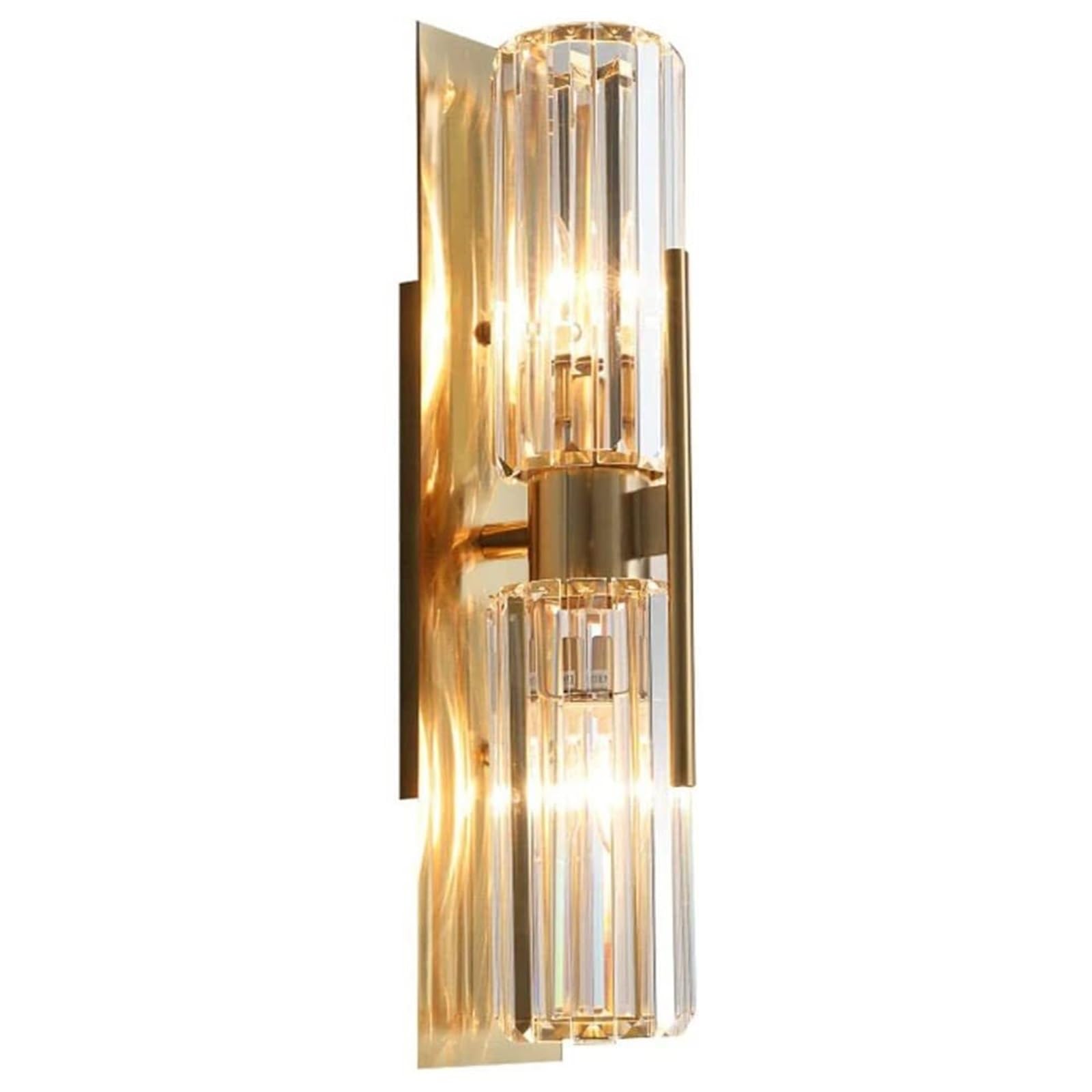 KHUKHU Bedroom Wall Sconces 2-Light Up Or Down Gold Crystal Sconce Wall Light Wall Mount Light Creative Modern Wall Lamp for Bedside Living Room Hallway Vanity(1-pcs)