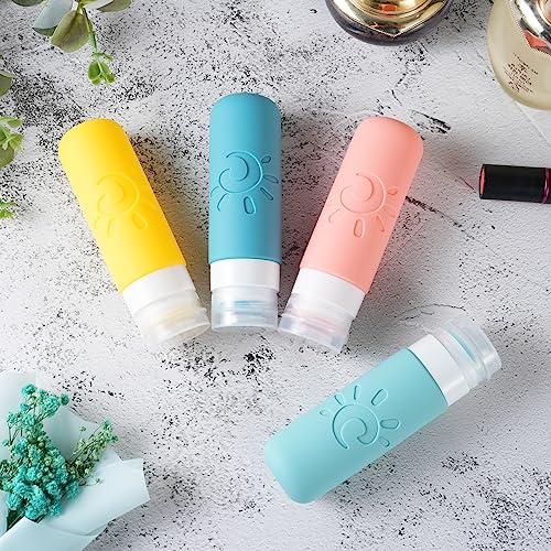 Image of Zafit Travel Bottles for Toiletries, TSA Approved Travel Containers 3oz Leak Proof Travel Tubs Refillable Liquid Travel Accessories for Shampoo Conditioner Lotion Body Wash(Multicolored B)